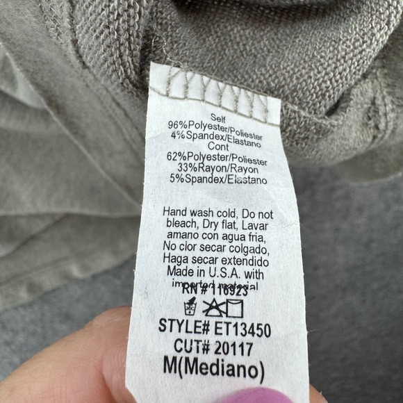 Easel Womens Top Paisley Camo Sleeve Pullover Blouse Size M Olive Green Boho - Picture 4 of 11